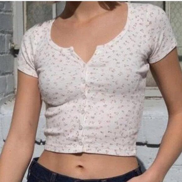 Brandy Melville Tops - Brandy Melville Floral Zella Babydoll Crop Top XS-M